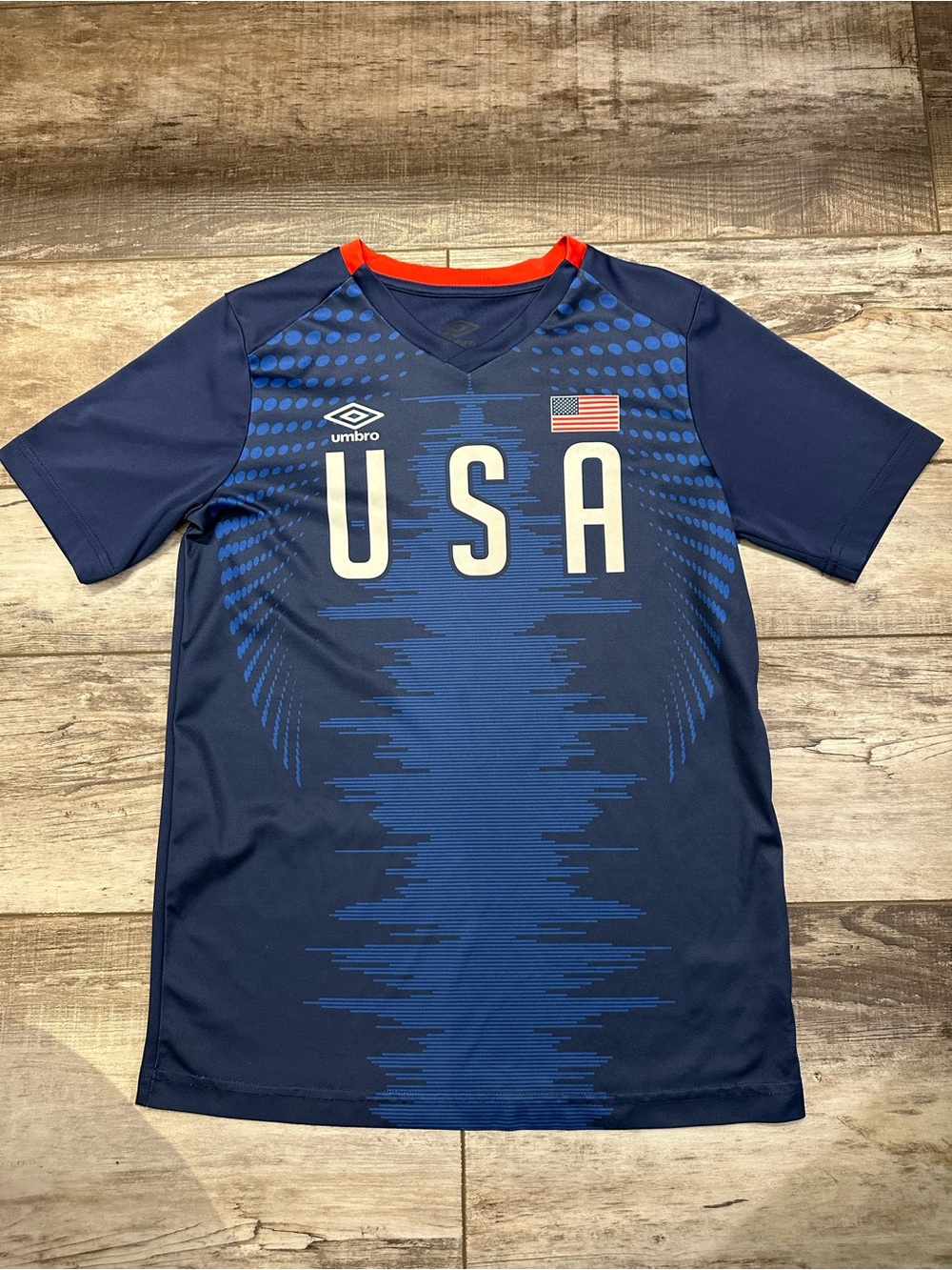 Umbro Navy and Red USA Soccer Jersey